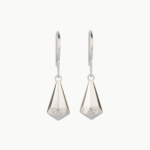 Silver and Diamond Crystal Fragment Earrings
