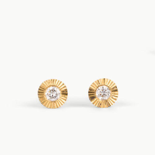 Small Aurora Diamond Stud Earring in Yellow Gold
