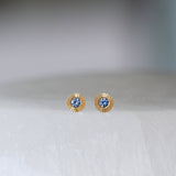 Small Aurora Blue Sapphire Stud Earring in Yellow Gold