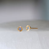 Small Aurora Blue Sapphire Stud Earring in Yellow Gold
