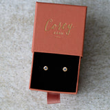 Small Aurora Blue Sapphire Stud Earring in Yellow Gold
