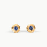 Small Aurora Blue Sapphire Stud Earring in Yellow Gold