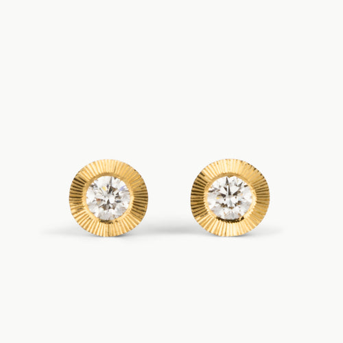 Large Aurora Diamond Stud Earring in Yellow Gold