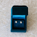 Large Aurora Blue Montana Sapphire Stud Earring in Yellow Gold