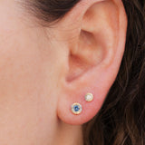 Large Aurora Blue Montana Sapphire Stud Earring in Yellow Gold