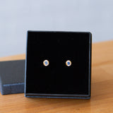 Large Aurora Blue Montana Sapphire Stud Earring in Yellow Gold