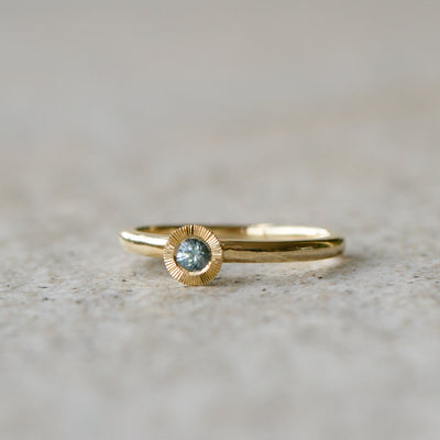Blue Montana Sapphire Large Aurora Stacking Ring in Yellow Gold