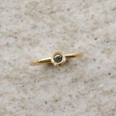 Blue Montana Sapphire Large Aurora Stacking Ring in Yellow Gold