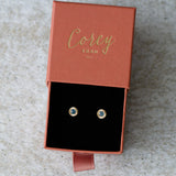 Large Aurora Teal Montana Sapphire Stud Earring in Yellow Gold