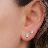 Large Aurora Teal Montana Sapphire Stud Earring in Yellow Gold