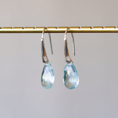 Aquamarine Fragment Gemstone Drops in Sterling Silver side angle