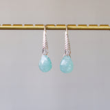 Grandidierite Herringbone Gemstone Drop Earrings in Sterling Silver