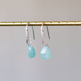 Grandidierite Herringbone Gemstone Drop Earrings in Sterling Silver