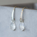 Silver Herringbone Gemstone Drops in Moonstone