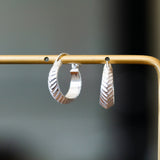 Silver Herringbone Hoops