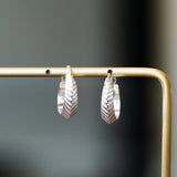 Silver Herringbone Hoops
