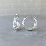 Silver Herringbone Hoops