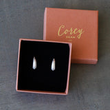 Silver Herringbone Hoops