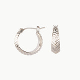 Silver Herringbone Hoops