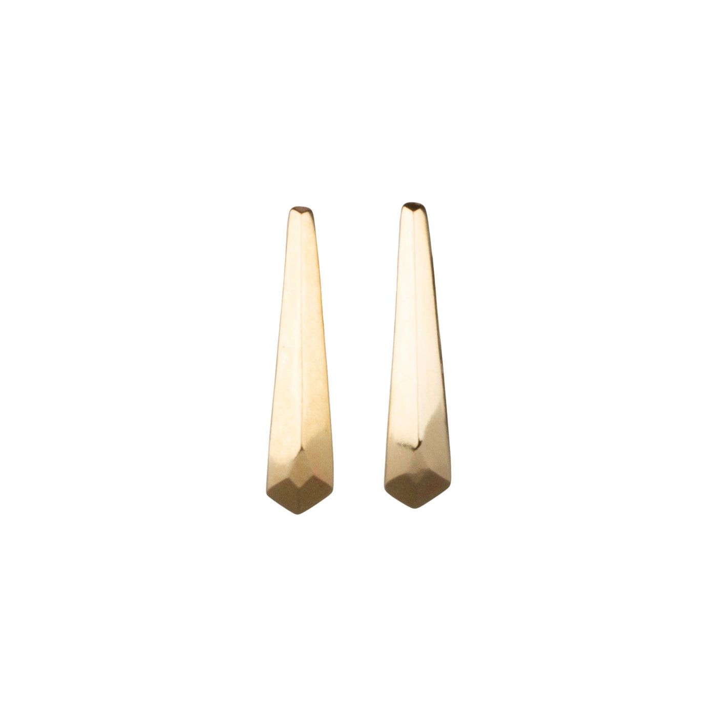 Yellow Gold Tapered Herringbone Stud Earrings