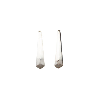 Silver Tapered Herringbone Stud Earrings