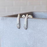 Silver Tapered Herringbone Stud Earrings