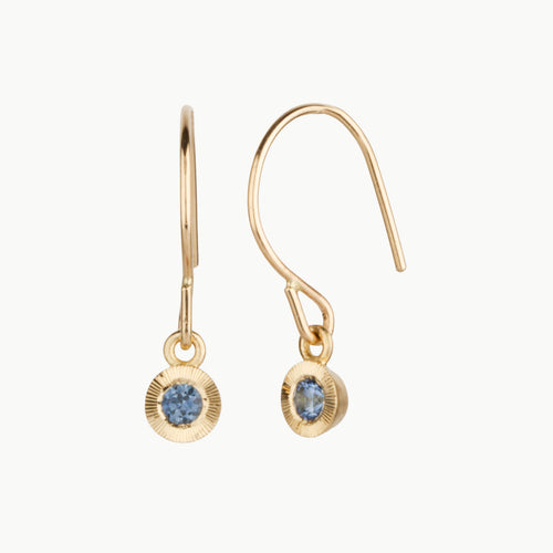 Blue Montana Sapphire Aurora Dangle Earrings in Yellow Gold