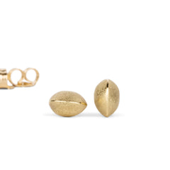 Yellow Gold Dewdrop Studs on a white background, front angle