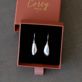 Medium Pebble Dangle Earrings in Silver