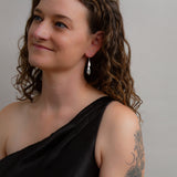 Stacked Pebble Dangle Earrings in Silver