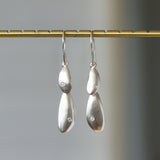 Stacked Pebble Dangle Earrings in Silver