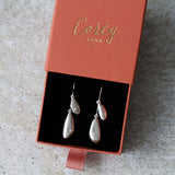 Stacked Pebble Dangle Earrings in Silver