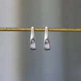 Plunge Hoops in Silver with Diamonds