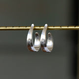 Plunge Hoops in Silver with Diamonds