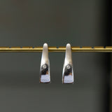 Plunge Hoops in Silver with Diamonds