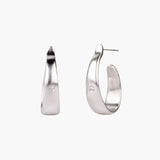 Plunge Hoops in Silver with Diamonds