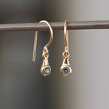 Teal Montana Sapphire Drip Earrings in Yellow Gold