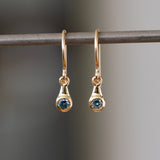 Teal Montana Sapphire Drip Earrings in Yellow Gold
