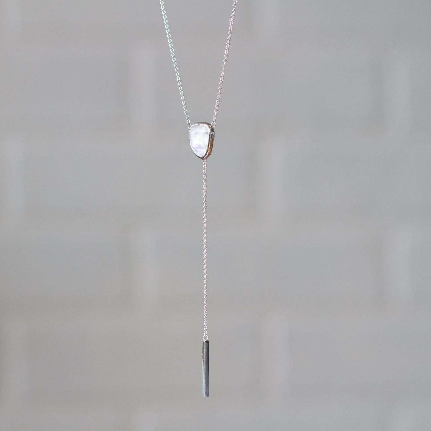 Moonstone Selene Lariat Necklace in Sterling Silver #1