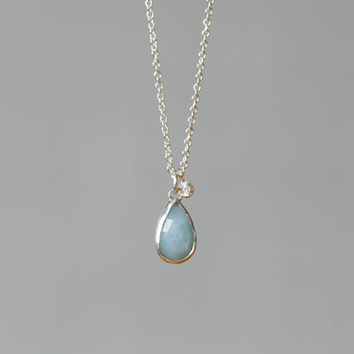 Pear Aquamarine and Silver Theia Necklace #4