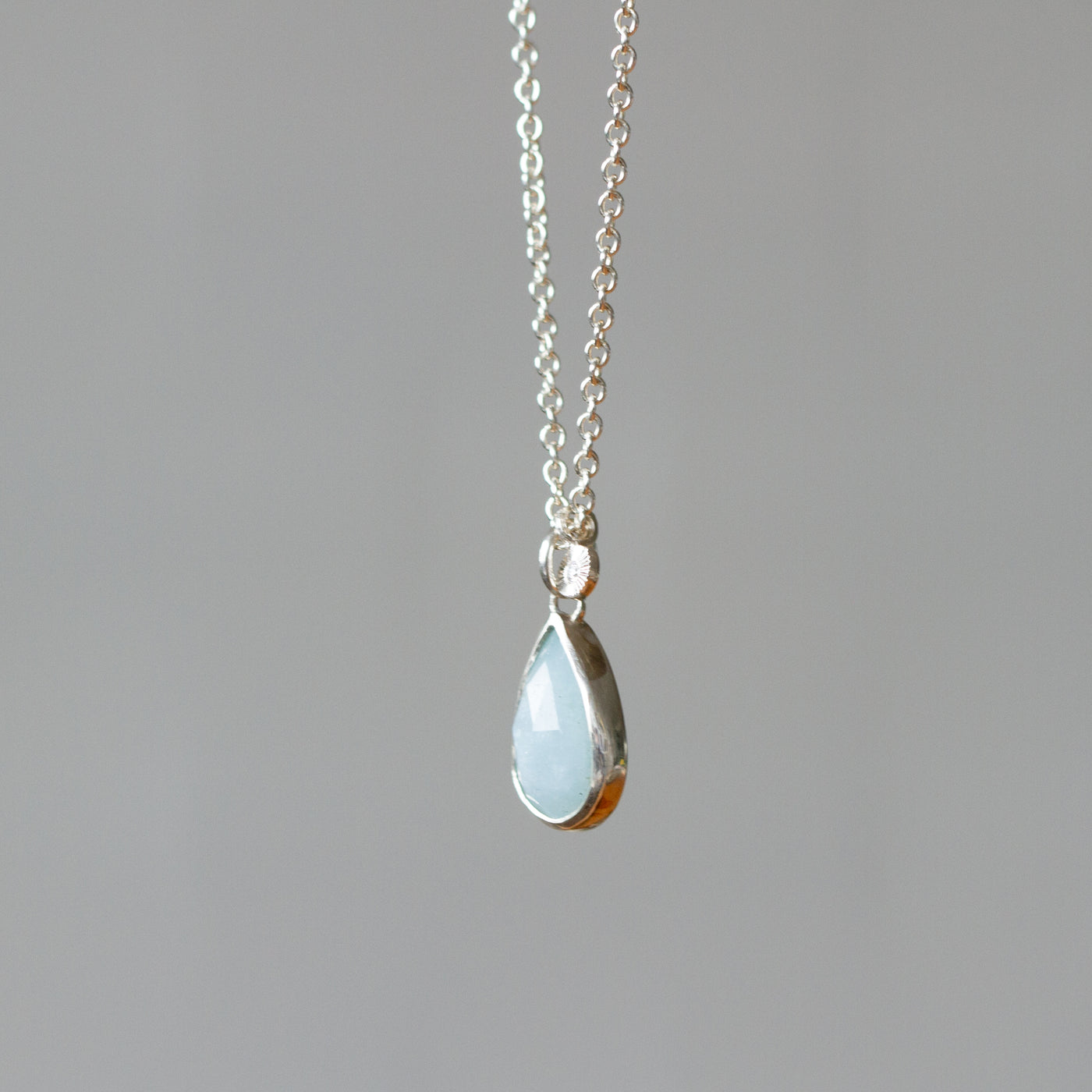 Pear Aquamarine and Silver Theia Necklace #4