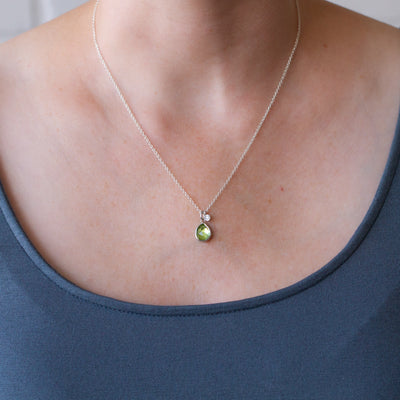 Peridot Theia Necklace in Sterling Silver #2 on a model