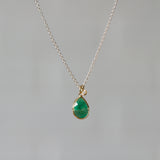 Emerald Sterling Silver and 14K Yellow Gold Theia Necklace #2 front angle