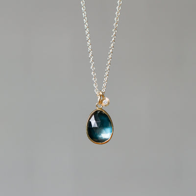 London Blue Topaz Silver and Gold Theia Necklace #5