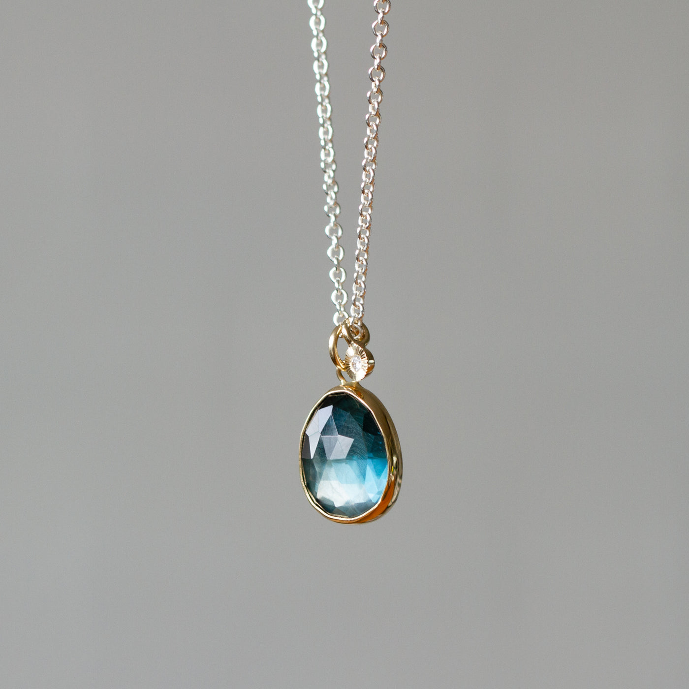 London Blue Topaz Silver and Gold Theia Necklace #5