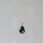 London Blue Topaz Sterling Silver and 14K Yellow Gold Theia Necklace #2 front angle