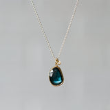 London Blue Topaz Sterling Silver and 14K Yellow Gold Theia Necklace #2 front angle