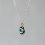 London Blue Topaz Sterling Silver and 14K Yellow Gold Theia Necklace #2 side angle
