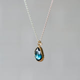 London Blue Topaz Sterling Silver and 14K Yellow Gold Theia Necklace #2 side angle