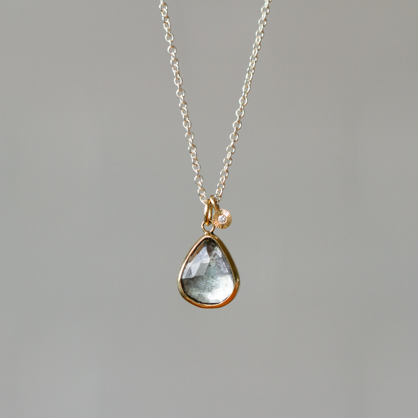 Moss Aquamarine Theia Necklace in Sterling Silver and Gold #4